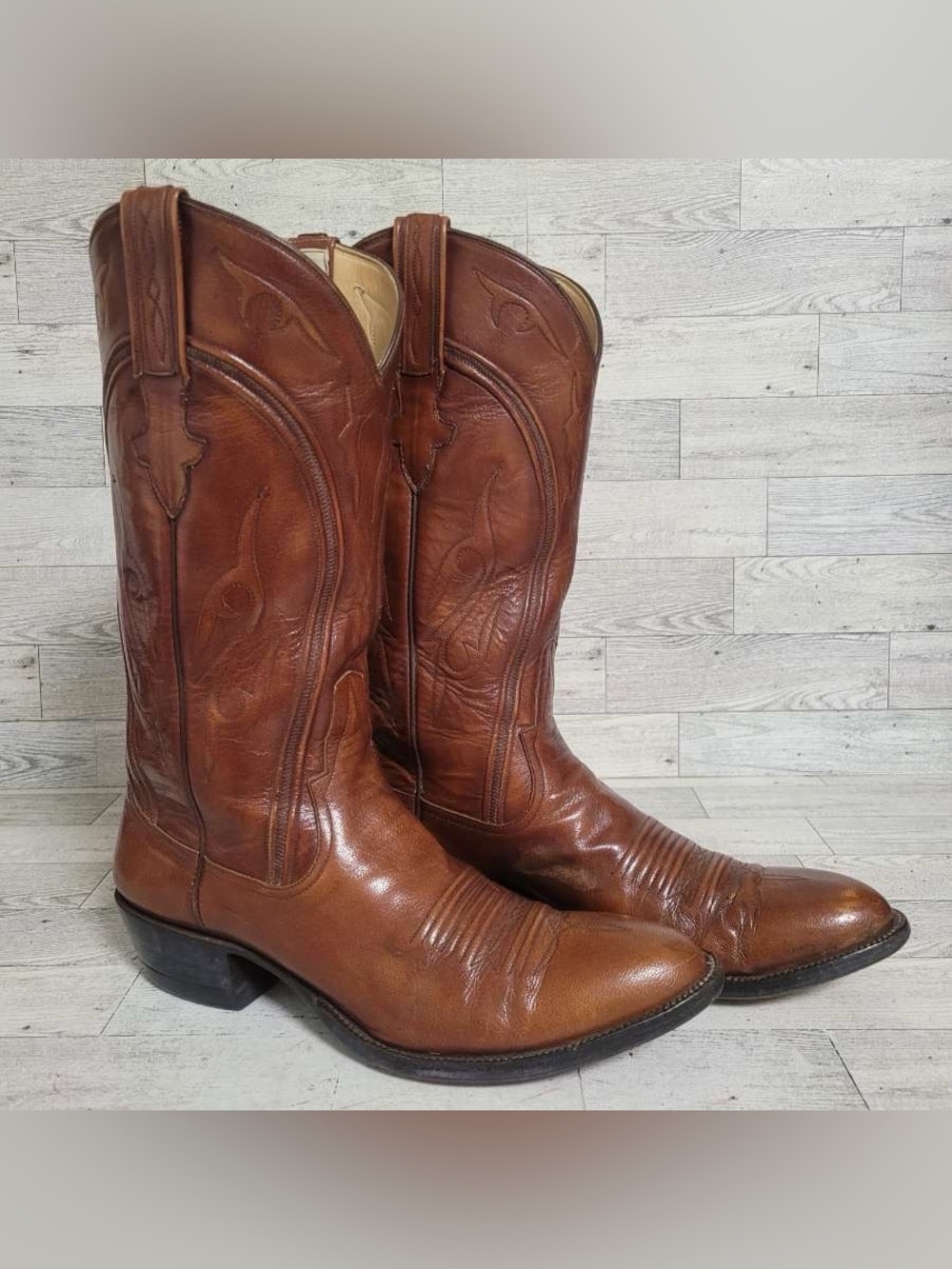 Women’s Rios Of Mercedes San Antonio Brown Leather Western Cowboy Boots Size 9
